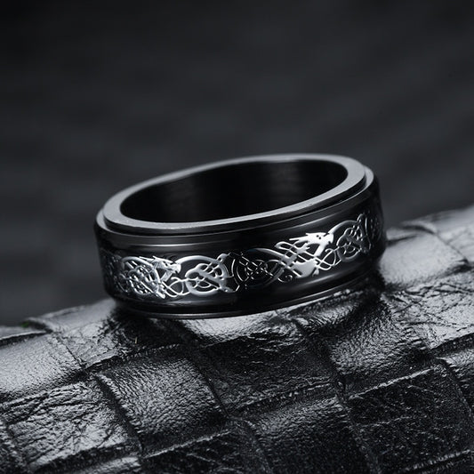 Glossy Black Nordic Spinner Ring